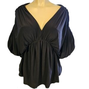 Express Black V-Neck Ruched Blouse S